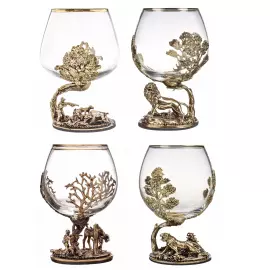 Подарочный набор бокалов для коньяка "Лесной ", на 4 персоны